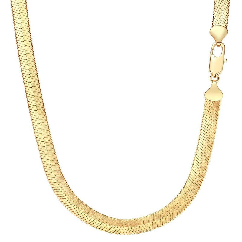925 Sterling Silver Herringbone Snake Chain in 14K Gold for Men & Women
