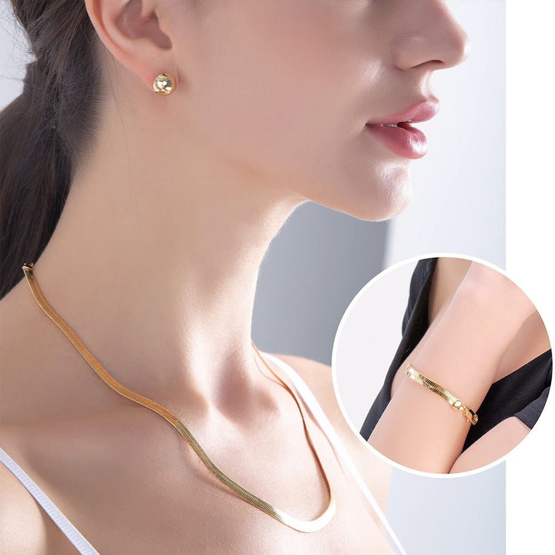 Gold Necklace with Mini Snake Pendant 16 Inches / 40.64 cm