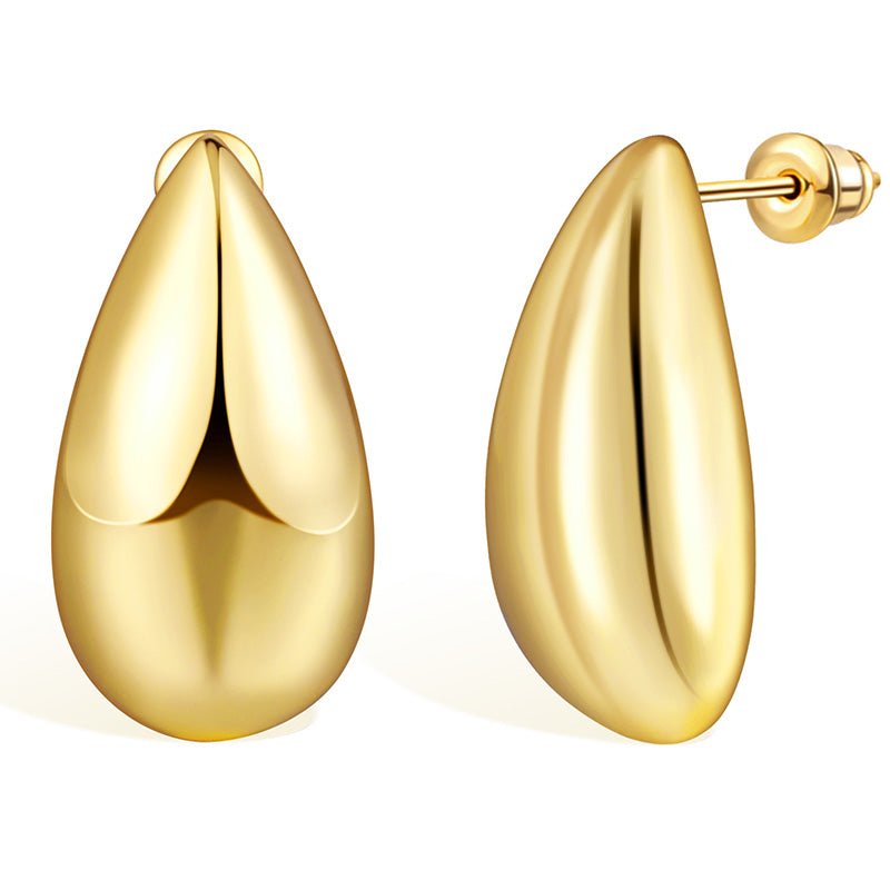 Chunky Gold Hoop Earrings for Women Lightweight Teardrop Dupes Earrings 925  Sterling Silver Post Large Drop Earrings Gold Plated Waterdrop Earrings