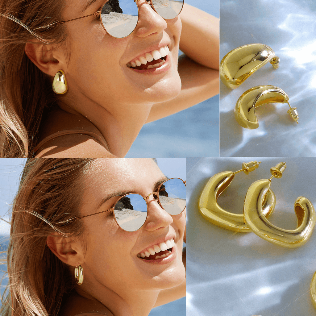 Hot New Released Chunky Gold Hoops Earrings Open Hoop Trendy Jewelry Collections