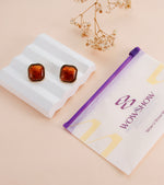 Wowshow Square Amber Earrings - Baltic Honey Amber Stud Earrings