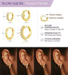 Gold Hoop Earrings Stacks Set for Women 18K Gold Plated Small Hoop Earrings Multiple Piercing Clip On Everyday Jewelry Gifts for Mother Birthday Lightweight