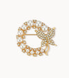 Wowshow Butterfly Pearl Brooch Pin Wreath Brooch Safety Pin Wedding Bridal Brooches Women Crystal Rhinestones Brooch Collar Lapel Pin Badge for Dress Shirts Coat