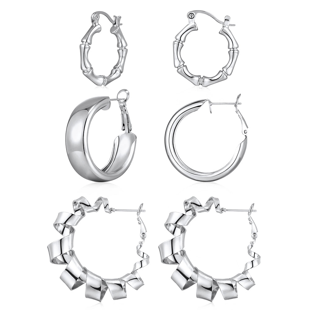 bamboo and hollow twisted hoop earings