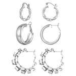 silver bamboo and hollow twisted hoop earings