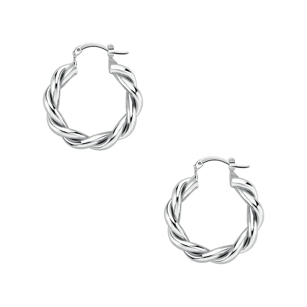 14k Gold Plated Twisted Hoop Earrings Rope Round Chunky Hoop Earrings 20-25-30mm - Wowshow Jewelry