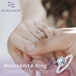 1CT Moissanite Solitaire Engagement Ring Wedding band 18K Gold Plated 925 Sterling Silver - Wowshow Jewelry