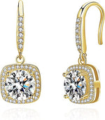  2ct / 4ct Moissanite Dangle Earrings with Certificate of Authenticity Diamond Earrings Square - Wowshow Jewelry