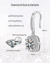  2ct / 4ct Moissanite Dangle Earrings with Certificate of Authenticity Diamond Earrings Square - Wowshow Jewelry