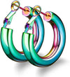 Colorful Plated Hoop Earrings Thick Earrings Howllow 14K Gold for Women 25MM 30MM - Wowshow Jewelry