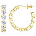 Cubic Zirconia 16K Gold Hoop Earrings for Women 925 Sterling Silver Hypoallergenic Girls - Wowshow Jewelry