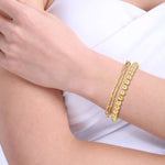 Gold Beaded Bracelets for Women Girls Stackable Ball Chain Stretch 14K Gold Plated Layered - Wowshow Jewelry