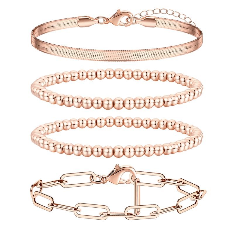 Link Chain Bracelet, Stacking Bracelets, Gold Paperclip Chain Bracelet  Womens, Chunky Link Chain Bracelet 18k Gold Plated Chain Bracelet Set -   Canada