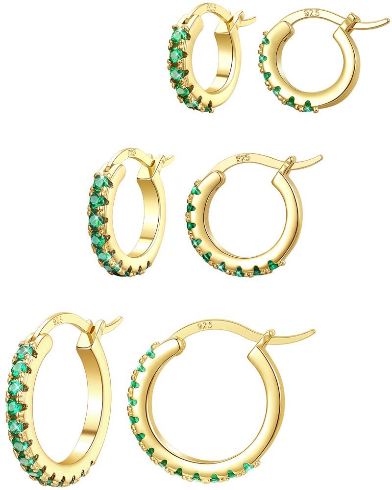 Gold Hoop Earrings Colorful Cubic Zirconia 14K Rainbow Huggie Earrings for Women Multicolor - Wowshow Jewelry