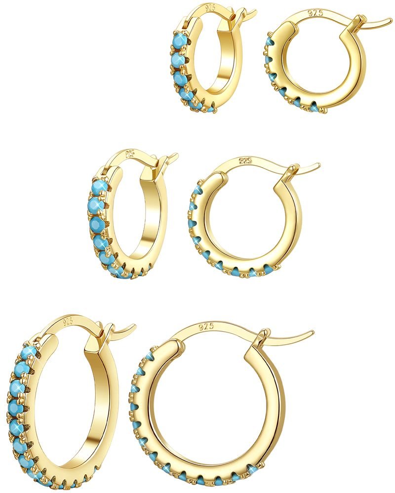 Gold Hoop Earrings Colorful Cubic Zirconia 14K Rainbow Huggie Earrings for Women Multicolor - Wowshow Jewelry