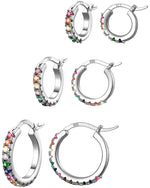 Gold Hoop Earrings Colorful Cubic Zirconia 14K Rainbow Huggie Earrings for Women Multicolor - Wowshow Jewelry