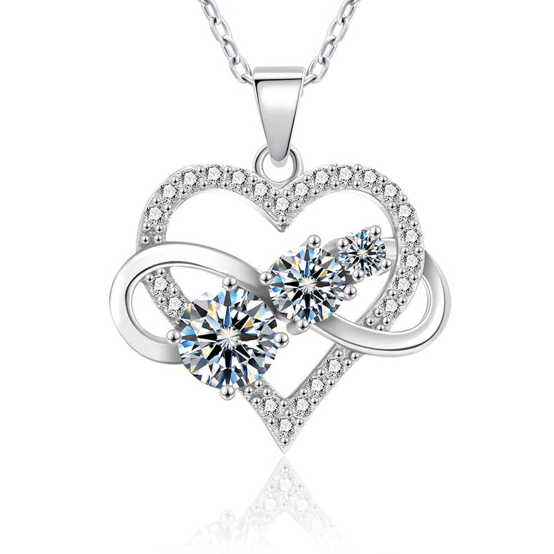 Two Hearts Diamond Pendant Necklace | Jewelry by Johan - Jewelry by Johan