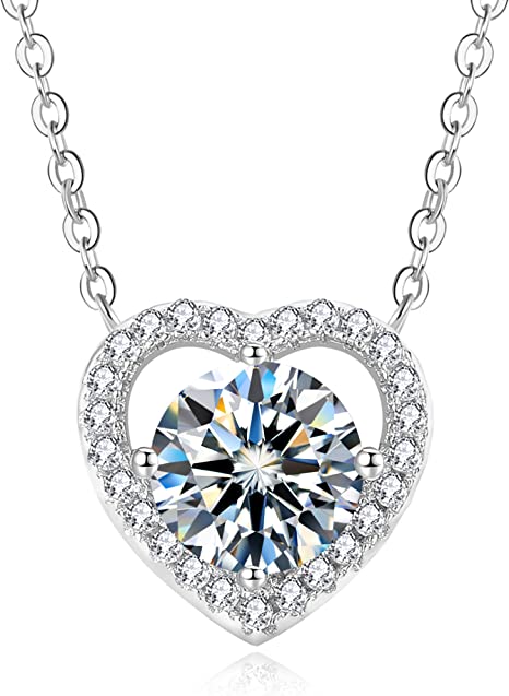 Moissanite Diamond Pendant Heart Shape 18K 925 Sterling Silver Necklace 1/2 Caratm Jewelry - Wowshow Jewelry