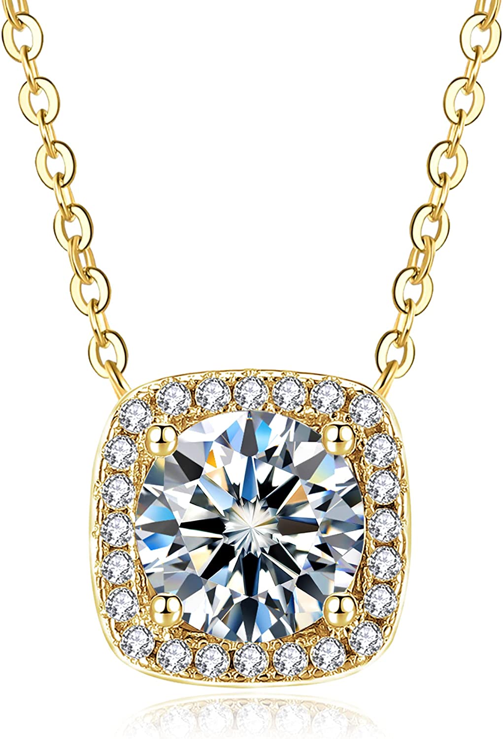 Moissanite Necklaces 1ct Pendant Diamond 18K 925 Sterling Silver 16in with Certificate Authenticity - Wowshow Jewelry