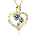 Moissanite Pendant Necklace 1.8ct Love Heart 925 Sterling Silver Diamond Replacement for Mom Wife Girls Bride Wedding Jewelry - Wowshow Jewelry