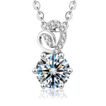 Moissanite Solitaire Necklace 1ct 2ct Round Cut Heart Pendant Necklace 925 Sterling Silver Solitaire Diamond Necklace 16+2 INCH - Wowshow Jewelry