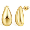 Teardrop Earrings for Women14K Real Gold Plated Lightweight Chunky Gold Hoop Large Drop Studs - Wowshow Jewelry