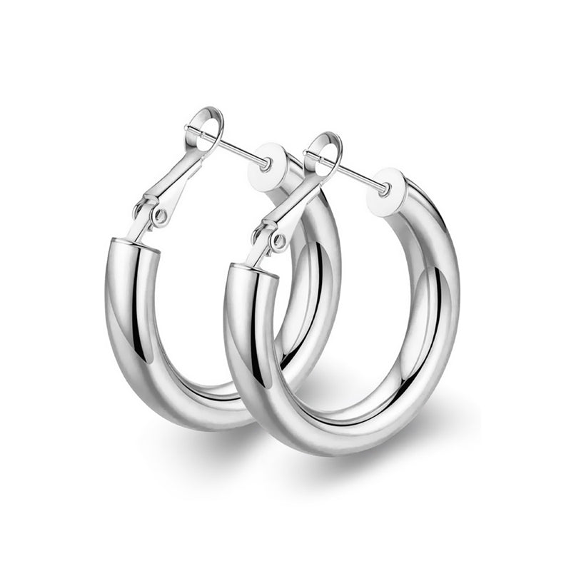 Thick Hoop Earrings Howllow 14K Gold Plated Gold Hoops for Women 25mm-50mm Rose White Gold - Wowshow Jewelry