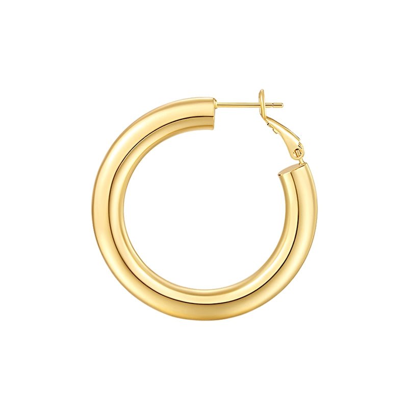 Thick Hoop Earrings Howllow 14K Gold Plated Gold Hoops for Women 25mm-50mm Rose White Gold - Wowshow Jewelry