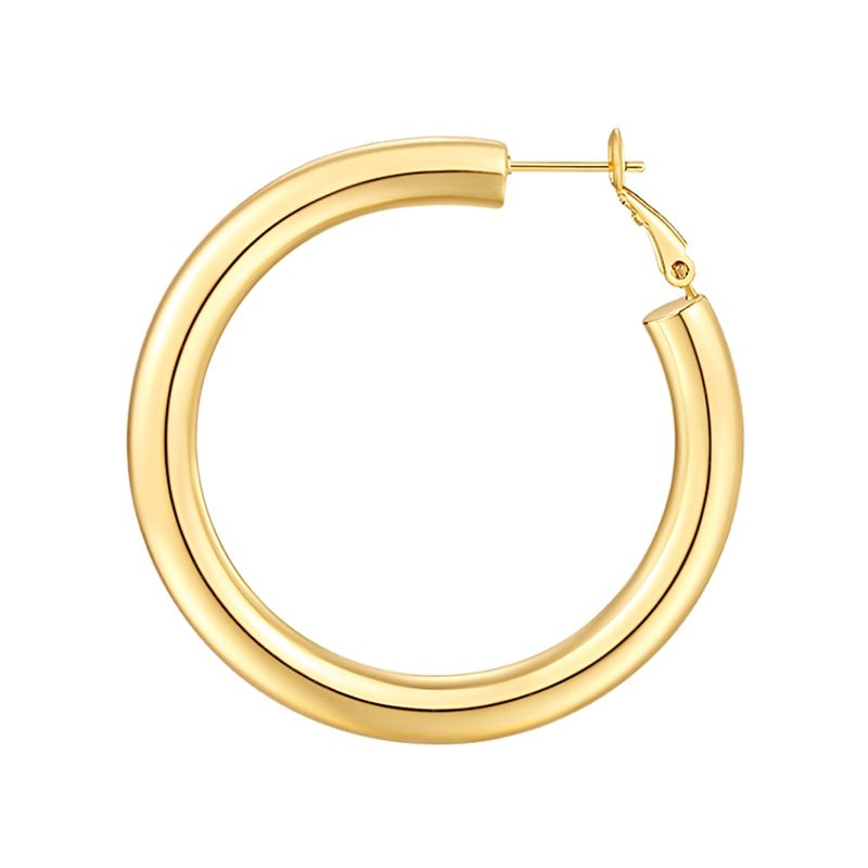 Thick Hoop Earrings Howllow 14K Gold Plated Gold Hoops for Women 25mm-50mm Rose White Gold - Wowshow Jewelry